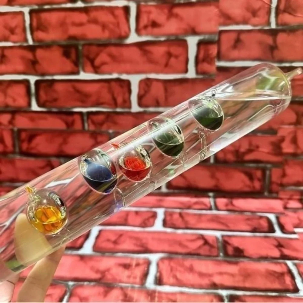 Glass Galileo Thermometer with Colorful Spheres